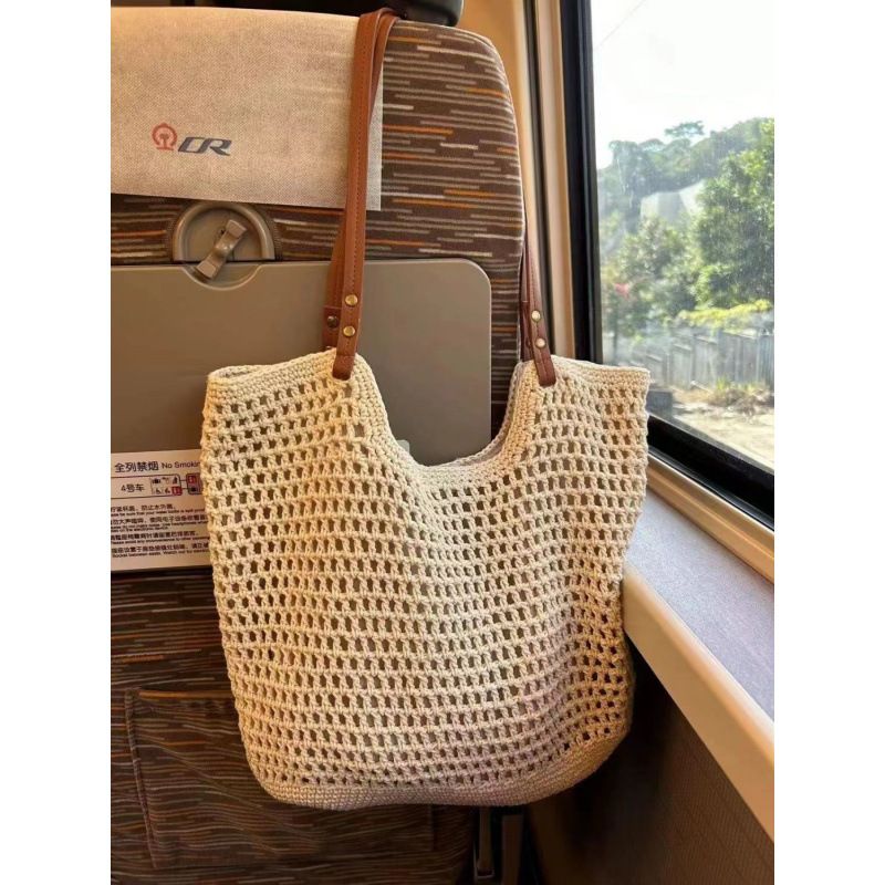 2025 New Women's Woven Large Capacity High Appearance Travel Beach Vacation Tote Bag_voghion.com
