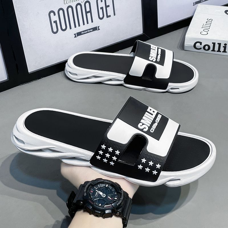 Ciabatte da uomo da indossare in spiaggia, sandali antiscivolo alla moda per l'estate, per uso domestico, alla moda e casual, una parola per l'outdoor._voghion.com
