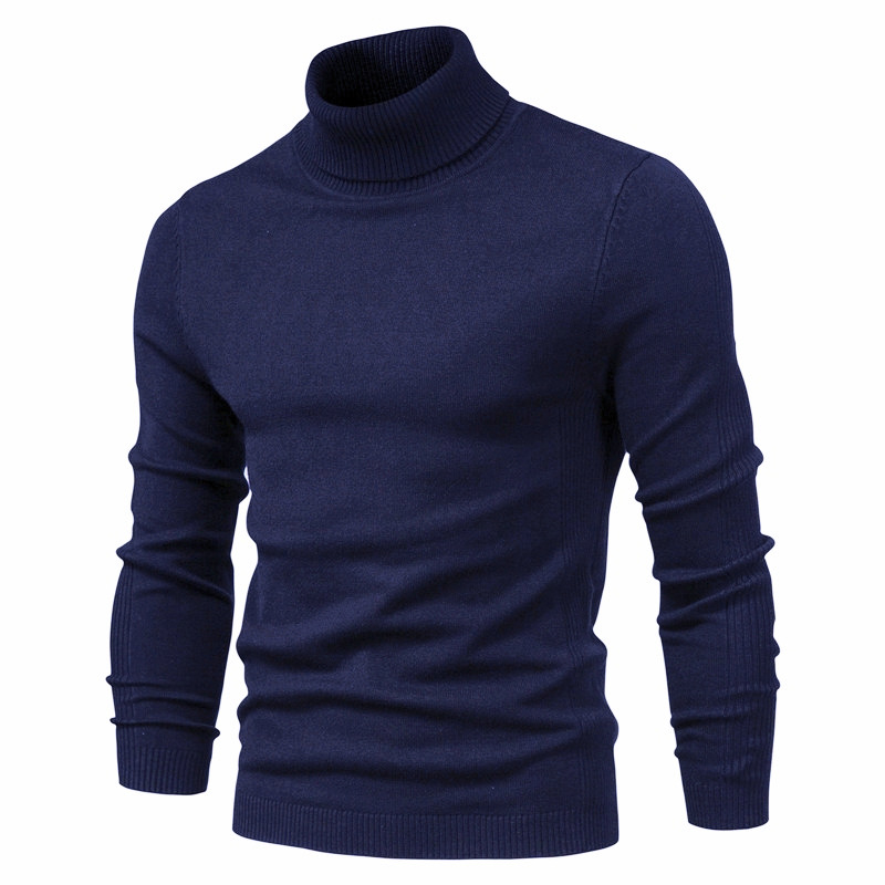 Herbst und Winter Neue Casual männer Einfarbig Pullover Pullover Hoher Kragen männer Casual Strickwaren Gewinde Hemd_voghion.com