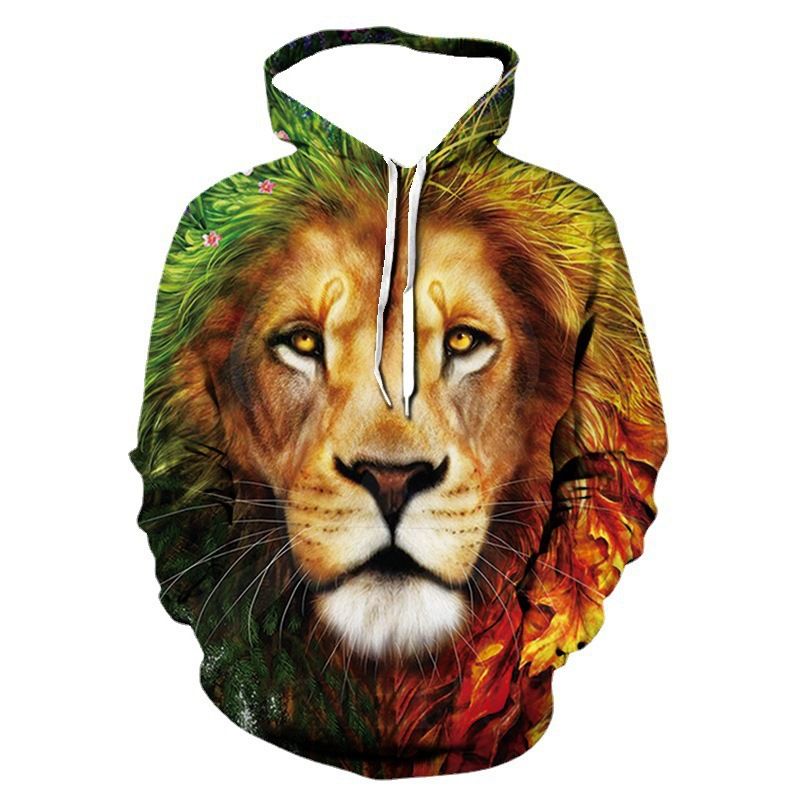 Felpe con cappuccio grafiche alla moda con leone punk, felpe con cappuccio animali gotiche alla moda per uomo, abbigliamento casual streetwear, ropa hombre, felpe con cappuccio_voghion.com