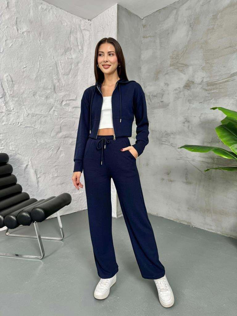 Women's Hooded Zip-Up Tracksuit Set – Casual Sporty Outfit For Spring & Fall With Adjustable Hood & Zipper_voghion.com