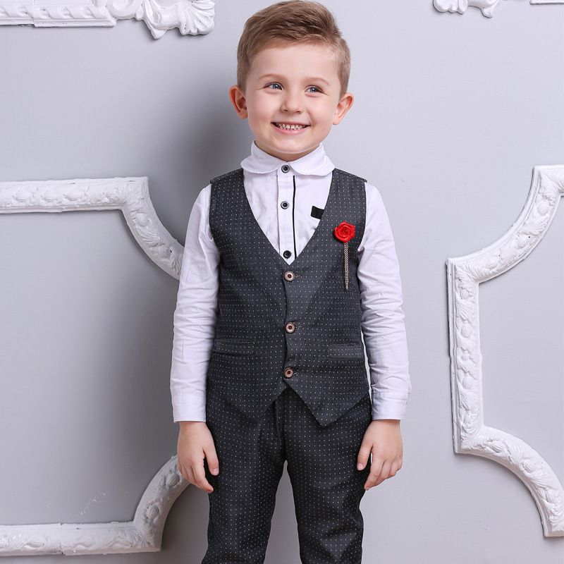 Costume gilet et pantalon en coton pour hommes, beau et à la mode, ensemble trois pièces pour vêtements de performance à la maternelle, nouvelle collection_voghion.com