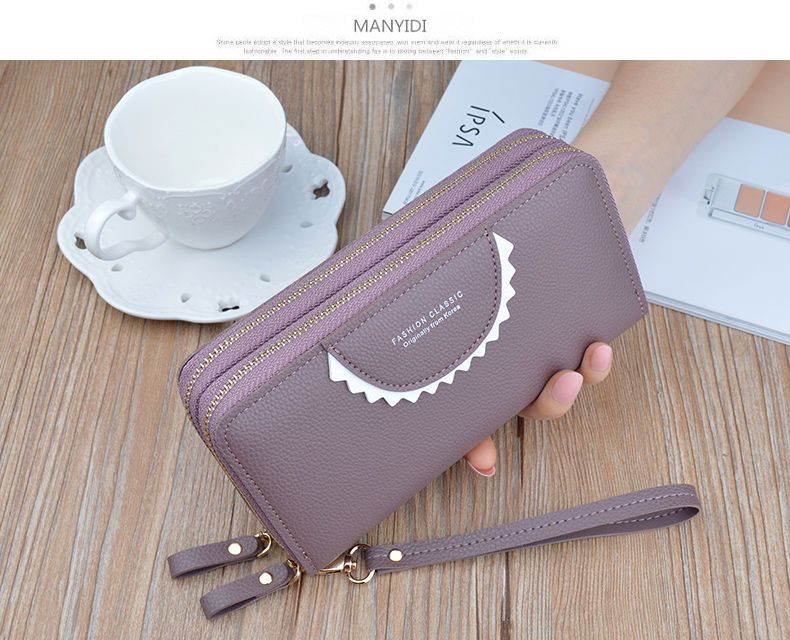 New Zipper Women's Long Handheld with Large Capacity Double Layer Wallet Fashion Mom Phone Bag_voghion.com