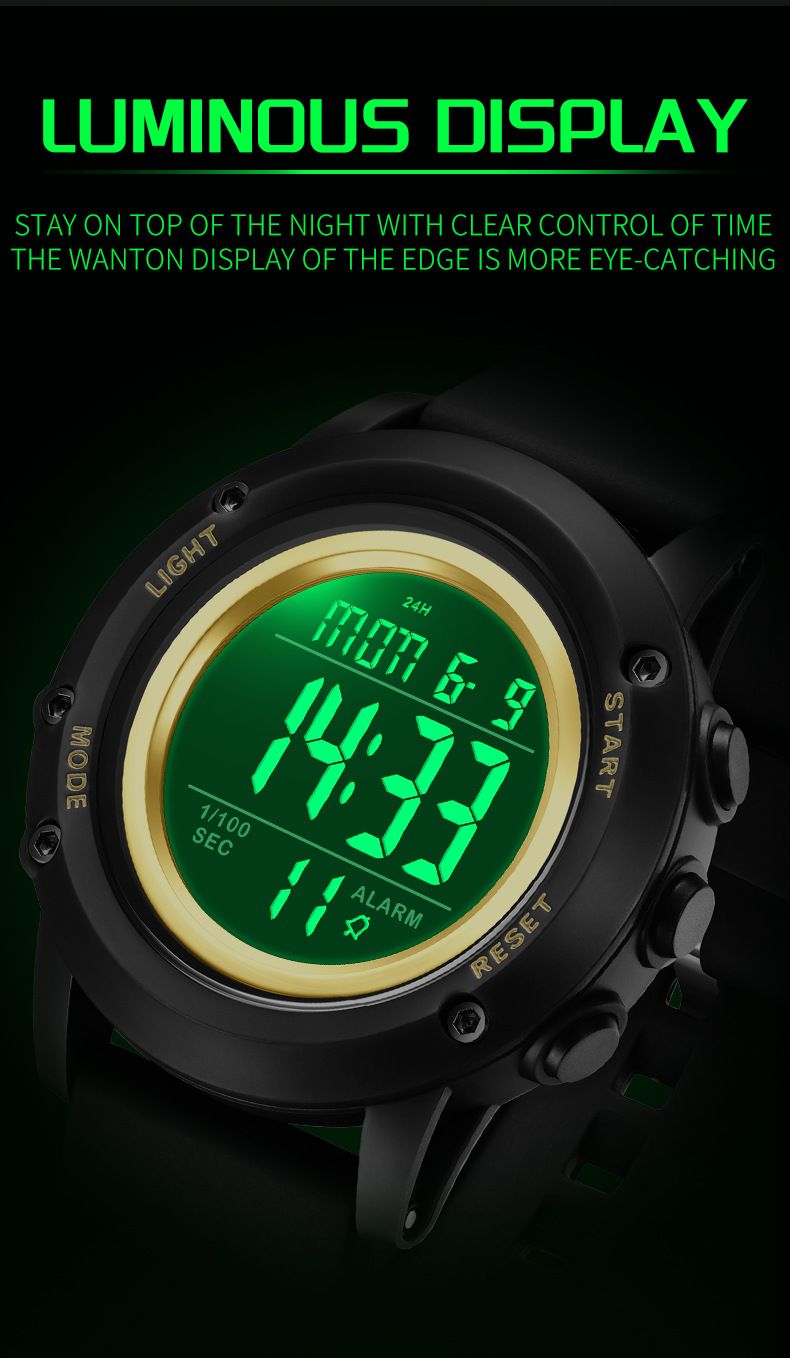 Orologio sportivo digitale con impermeabile fino a 50 m, sveglia multifunzione, cronometro, retroilluminazione a LED per uomini e donne, orologi elettronici per studenti multifunzione_voghion.com