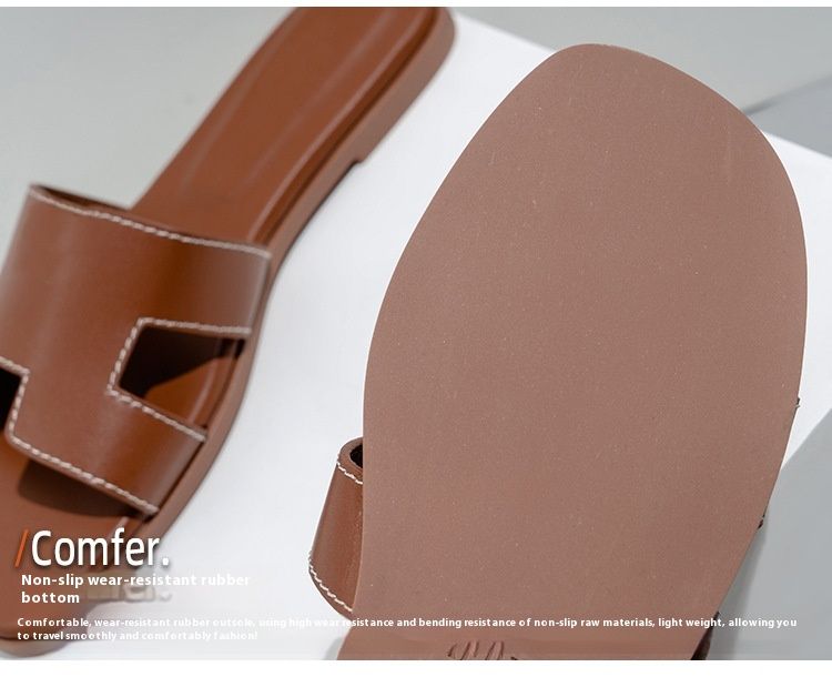 Ciabatte infradito in vera pelle, sandali tinta unita per scarpe da donna_voghion.com