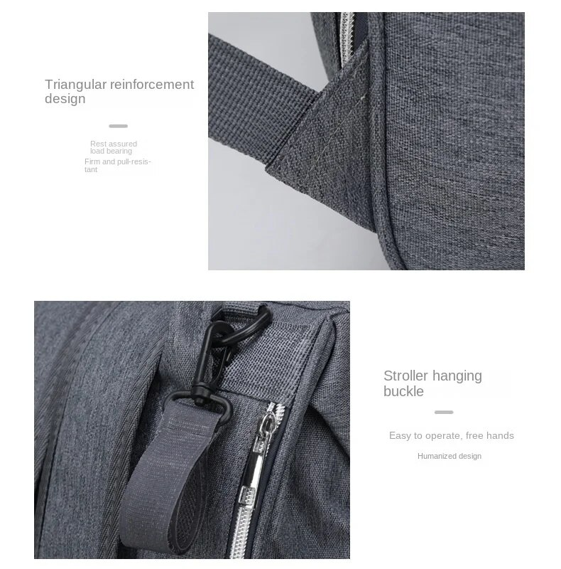 Mom Wraps Ash Stroller Hanging Bag Mother Large Capacity Diaper Backpacks With Wrap Pad Comfortable Baby Breastfeeding_voghion.com