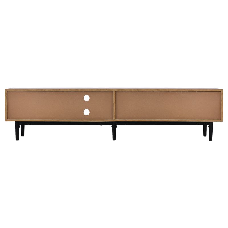 Meuble TV moderne avec finition grain de bois, éclairage LED réglable, 175 L x 31 l x 41 H cm_voghion.com