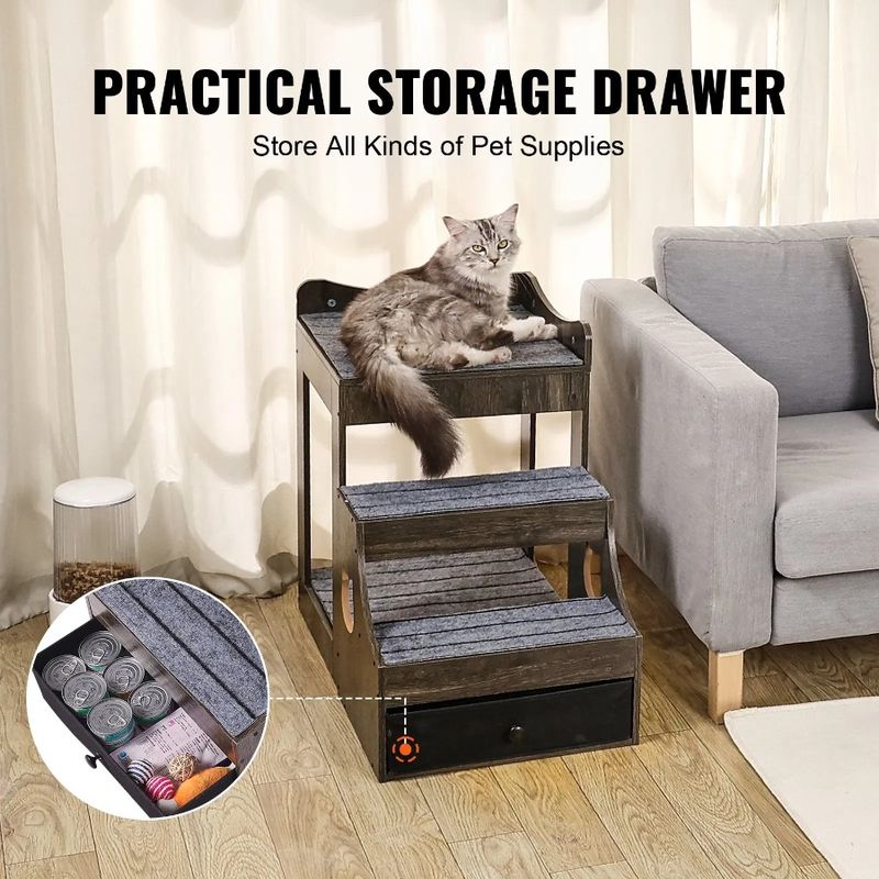 Window Storage Cat Indoor Stairs Bed With Dog With Pet Gray Perch Bunk_voghion.com