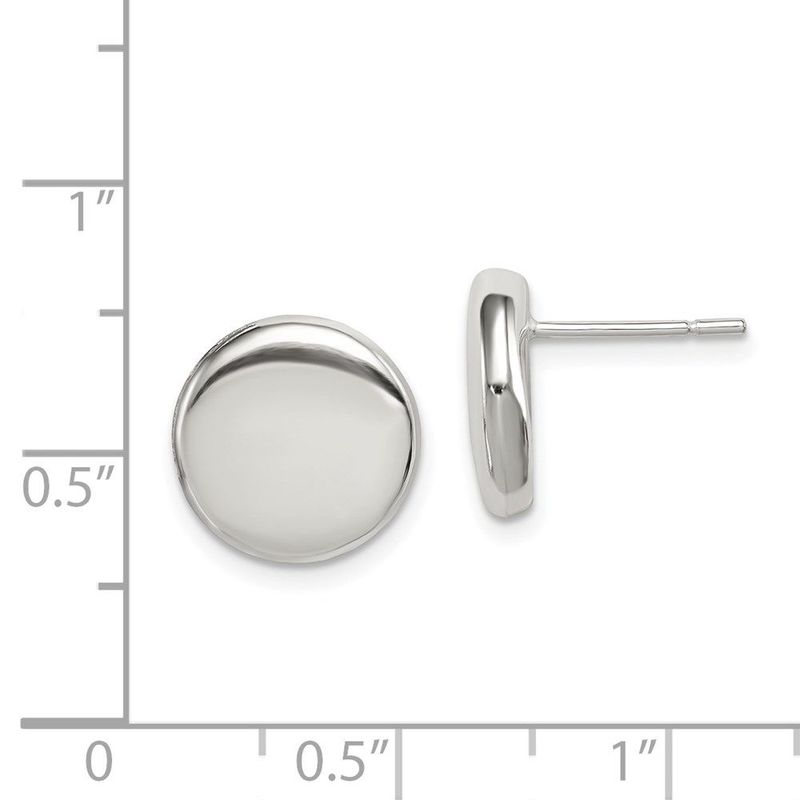 Sterling Silver Polished Button Post Earrings_voghion.com