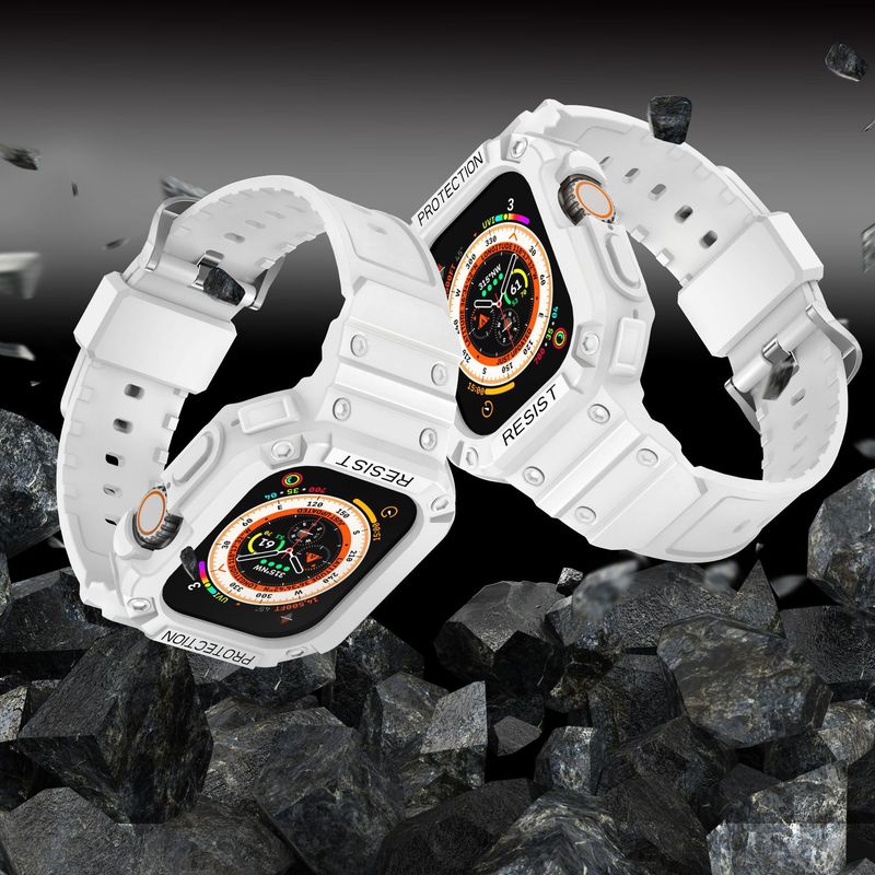 Applicable to Apple Watch 9 Ultra 2 watch strap 49mm shell shockproof durable sports TPU integrated strap_voghion.com