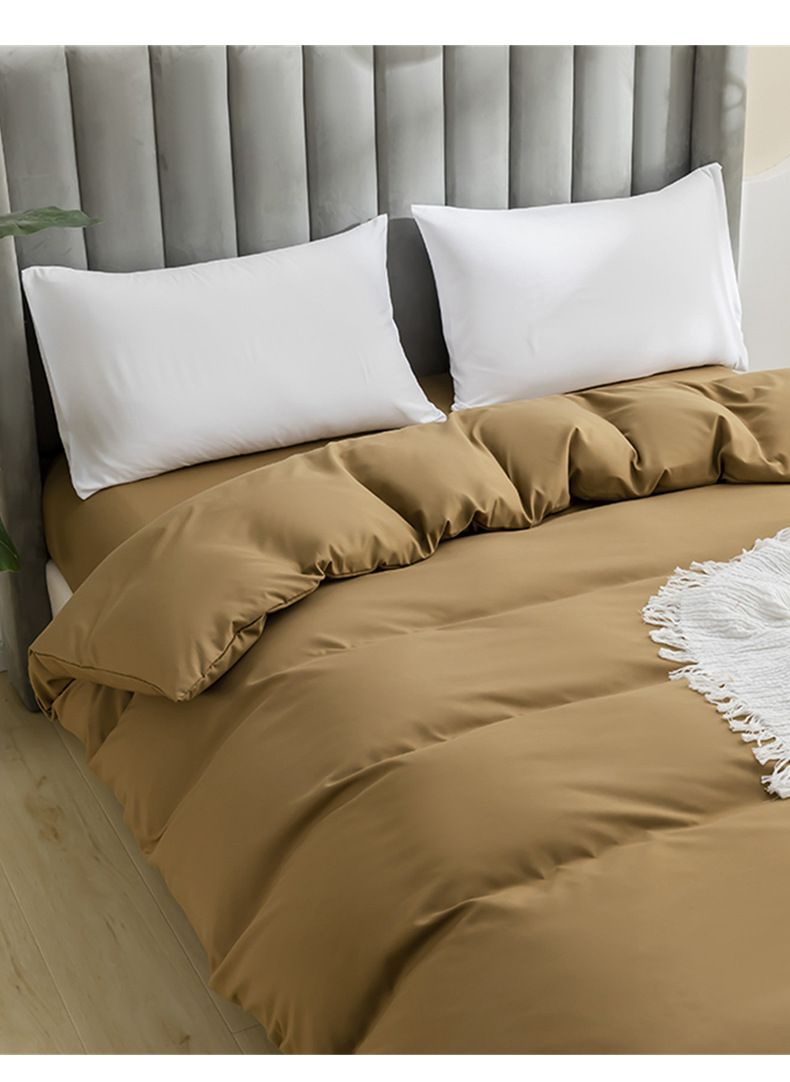 Set de lenjerie de pat premium din bumbac periat, 3 piese, husă de pilotă în culoare uni, cu fețe de pernă, set de cearșafuri ultra moi și respirabile, dimensiunea Queen_voghion.com