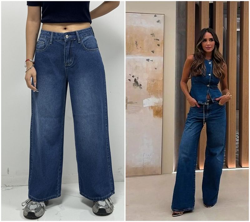 Damkläder Ärmlös väst Mode vida ben Denimkostym_voghion.com