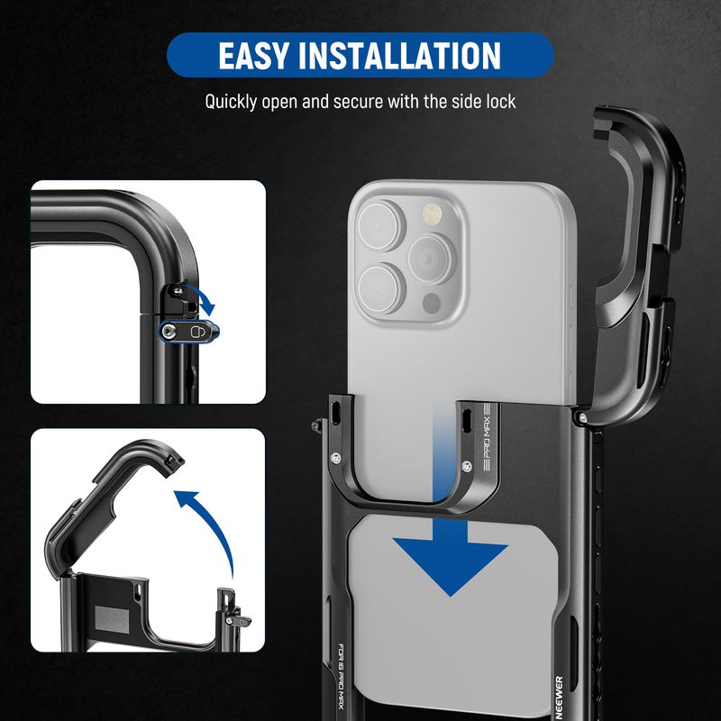 Neuere Käfighülle für iPhone 16 Pro/Pro Max Schnellverschluss-Video-Rig-Telefonstabilisator mit 67-mm-Filteradapter_voghion.com