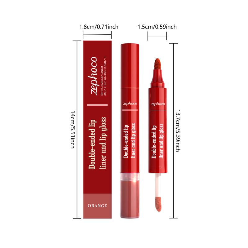 zephoco Orange Red Two-in-One Hydrating Delicate Silky Easy To Apply Makeup Daily Plumping Moisturizing Lip Gloss_voghion.com