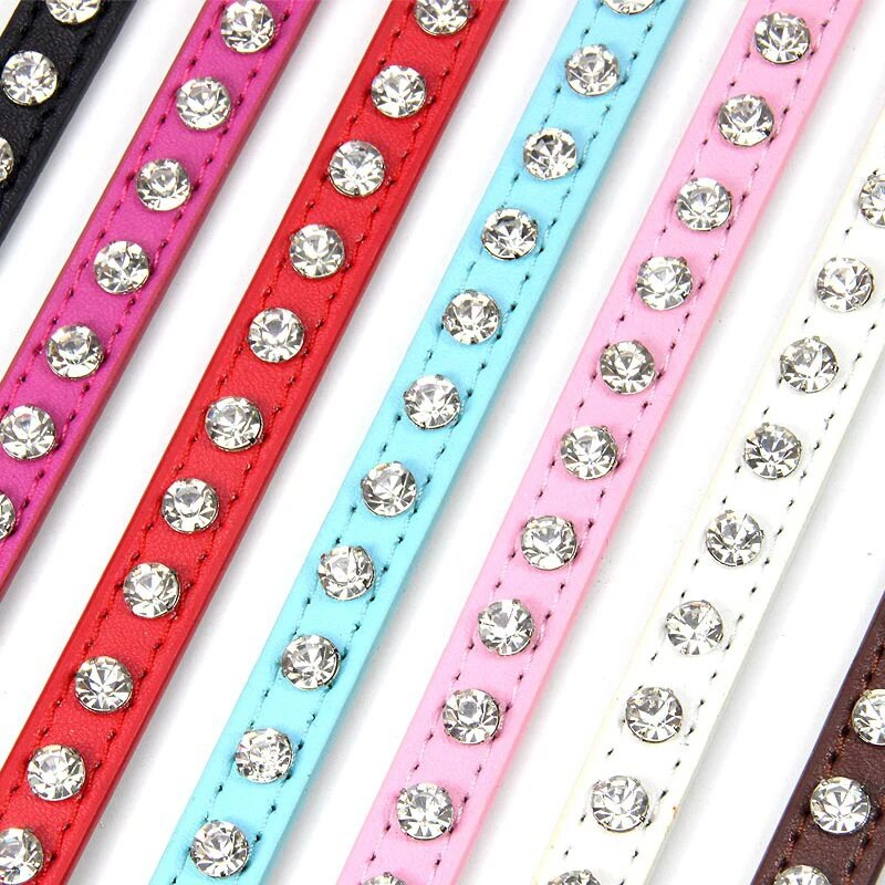New Solid Color Shining Diamond Rhinestone Collar Polyester Neck Strap Safe For Cat Dog Soft Pet Supplies Accessories_voghion.com