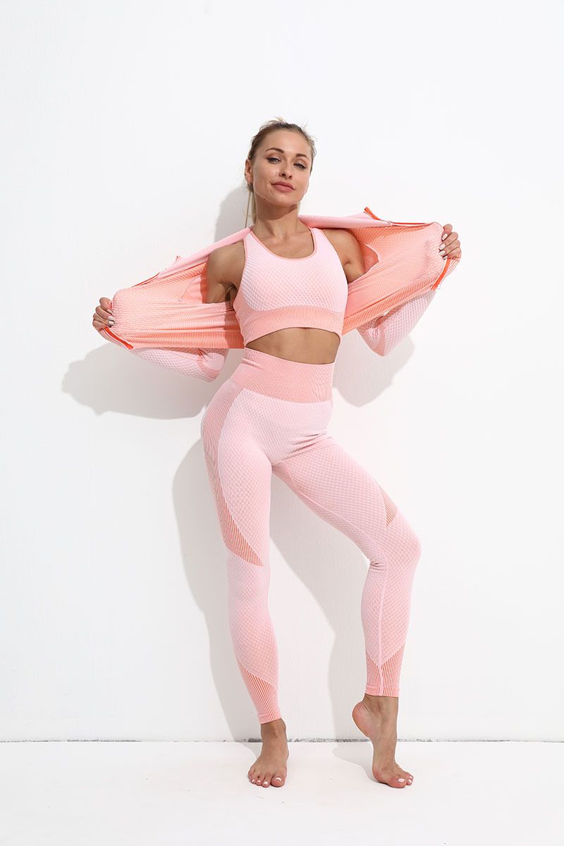 Ensemble de vêtements de sport à manches longues pour femme, grande taille, fermeture éclair, pour course à pied, fitness, yoga, automne-hiver_voghion.com