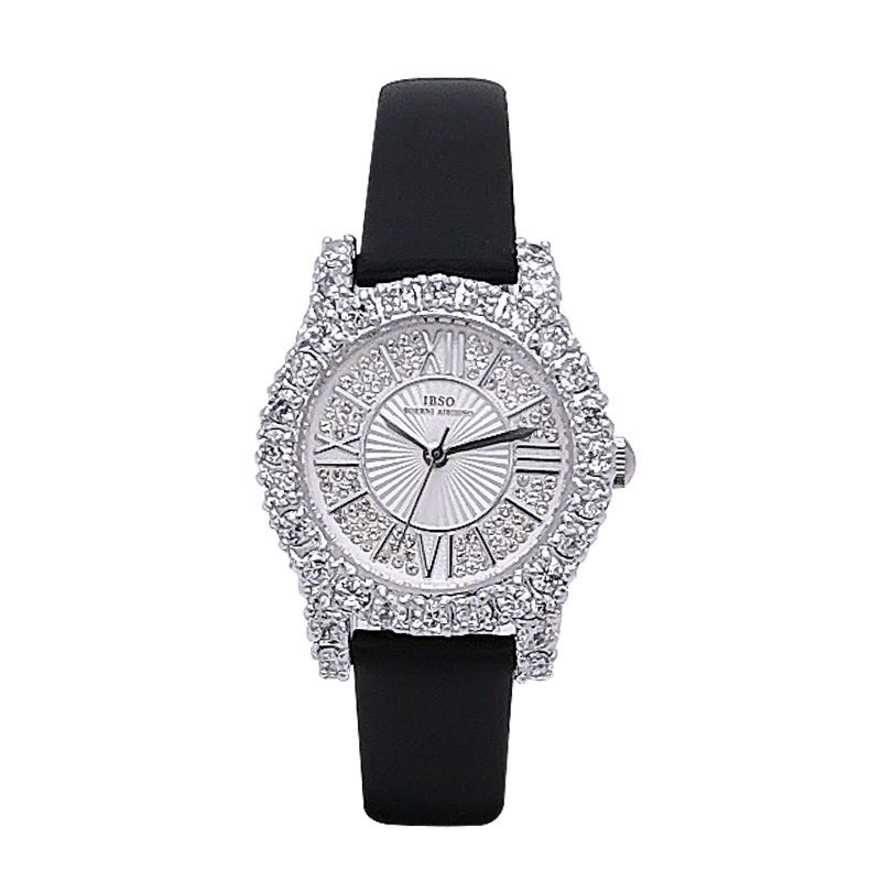 IBSO Aibisino 8862 Orologio da donna con cinturino in pelle nera argento_voghion.com