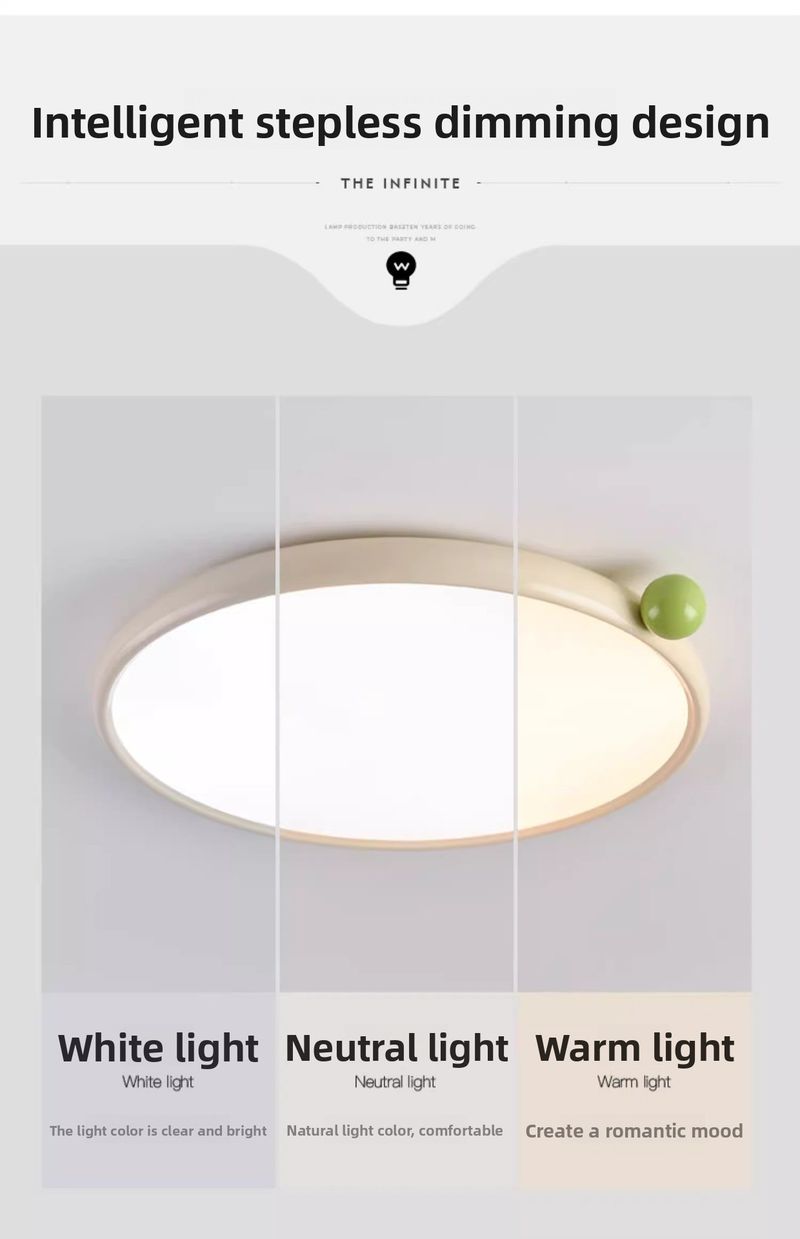 Lampada da soffitto per camera da letto color crema a spettro completo, protezione oculare ultrasottile per bambini, stile minimalista, piccola lampada a forma di fagiolo di latte_voghion.com