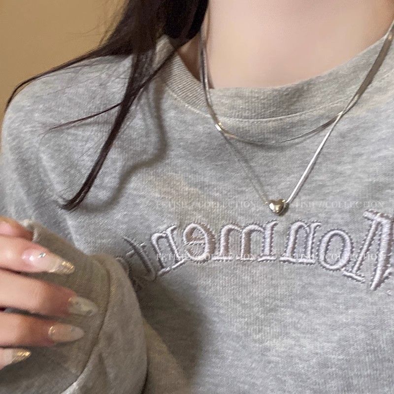 Titanium Steel Double Layer Stacked Necklace For Women Heart Pendant Snake Bone Light Luxury Niche High-end Clavicle_voghion.com