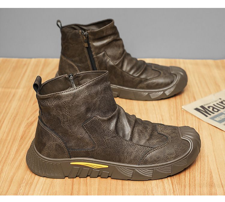 Autumn High Top New Versatile Zipper Korean Edition Martin Boots Men's Casual Shoes_voghion.com