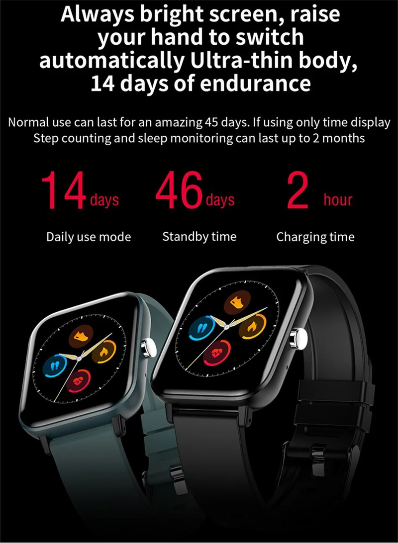 Smart Watch Donna Uomo 1.69"Full Touch Bluetooth Chiamata Fitness Tracker Cardiofrequenzimetro Pressione Sanguigna Smartwatch Donna_voghion.com