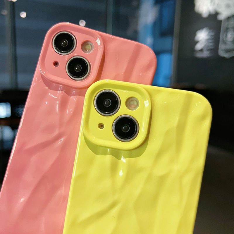 Soft Candy Fold Pattern Phone Case For iPhone 11 12 13 14 15 Pro X Xs XR Max 7 8 Plus Bumper Silicone Cases Cover_voghion.com