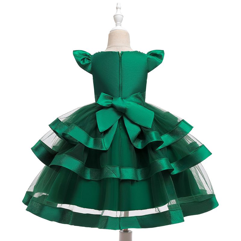 Robe de spectacle perlée pour enfants européens et américains, robe bouffante multicouche pour fille, robe de Noël pour enfants_voghion.com
