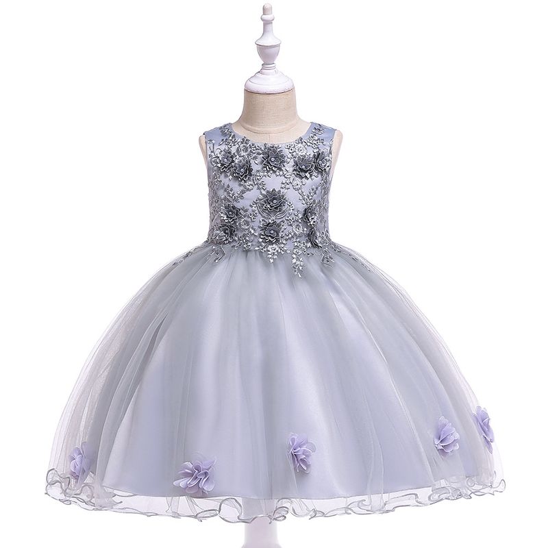 Baby clothes Children's dress three-dimensional flower flower child wedding dress girl dress Peng Peng princess children's dress_voghion.com