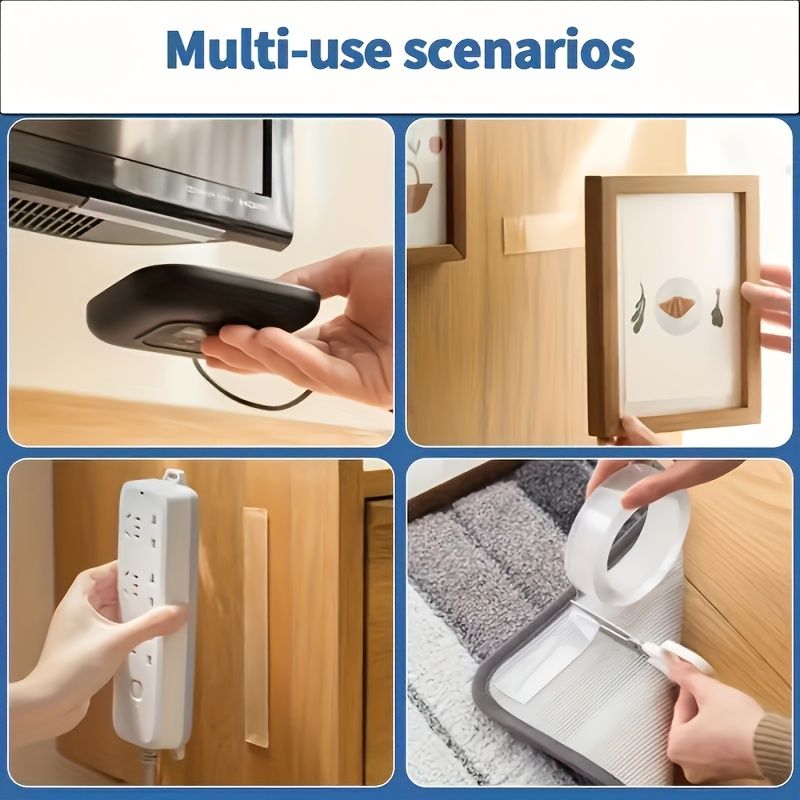 3 rollen sterke dubbelzijdige tape, sterke kleefkracht, herbruikbaar, traceerbaar, multifunctioneel, verwijderbaar, wasbaar, transparante nanotape voor thuis, kantoor en auto._voghion.com