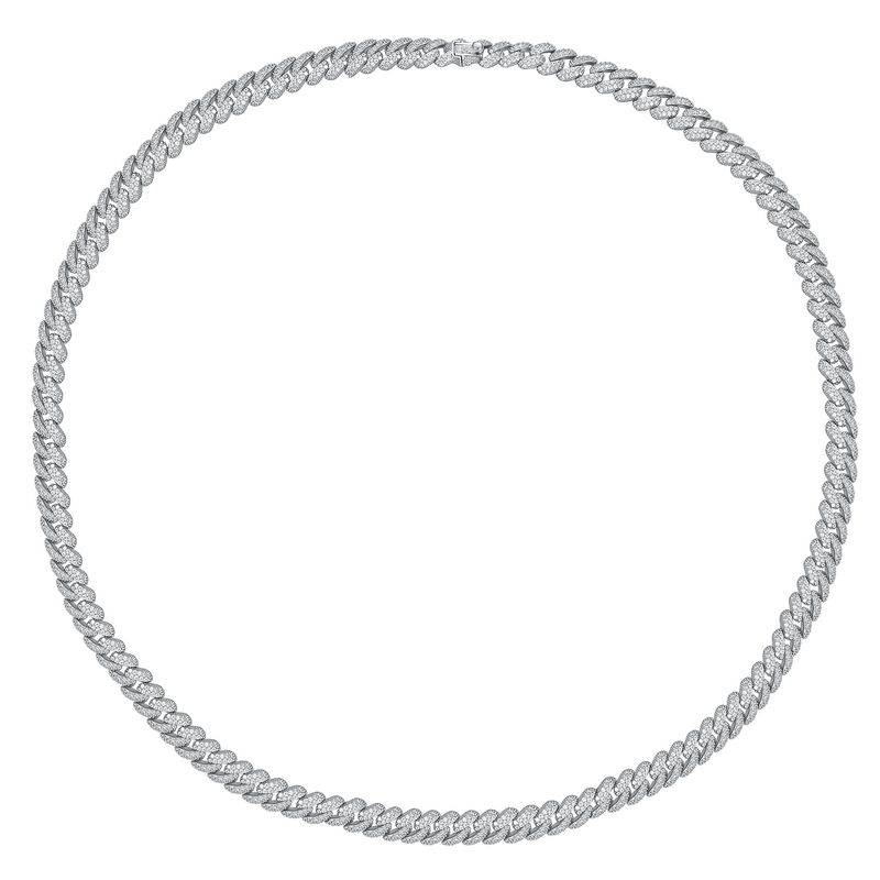 Collana cubana con diamanti per uomo, catena alla clavicola hip-hop alla moda semplice e alla moda in argento sterling, uomo leggero, catena,_voghion.com