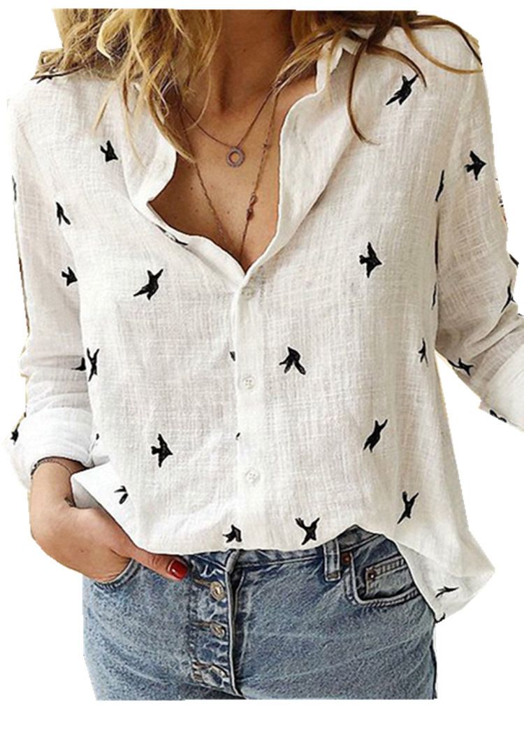 Camicia in lino a maniche lunghe, casual e ampia, tinta unita, per abbigliamento da donna, primavera e autunno_voghion.com