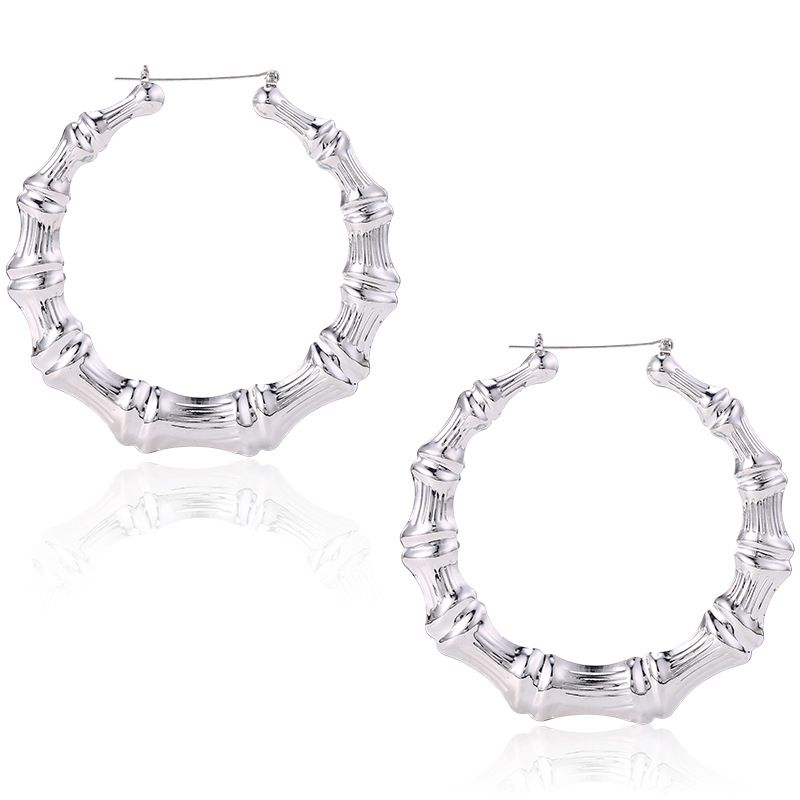 2019 Nuovi orecchini a cerchio grandi esagerati da 9 cm in bambù rotondo, moda autunno stile bohémien da donna_voghion.com