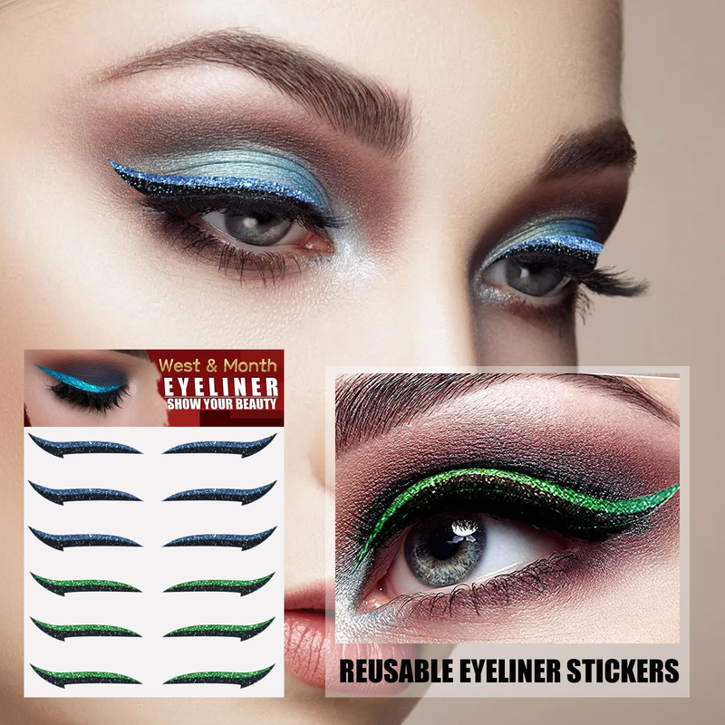 West&Month selbstklebender Eyeliner, sechs Paar doppelte Augenlider, Augen-Make-up-Patch für Bühnenpartys und Clubs_voghion.com
