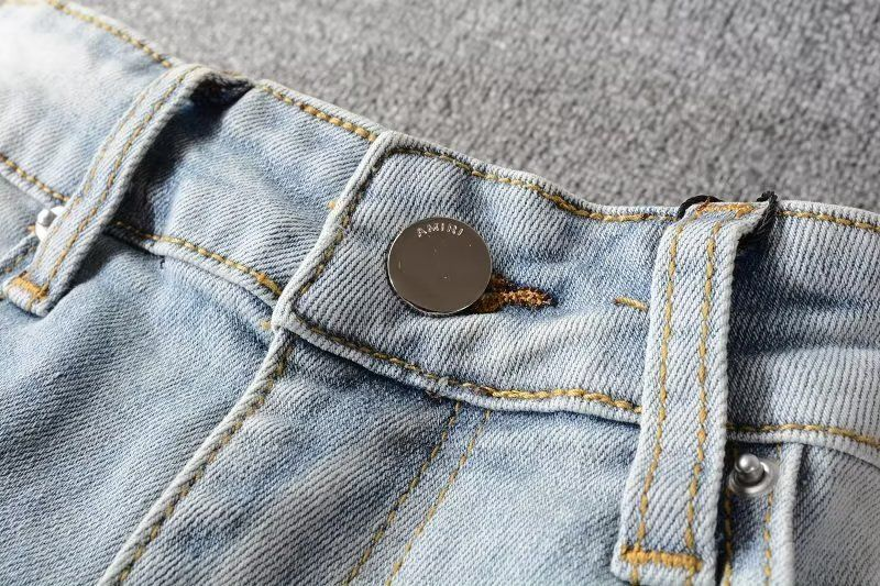 High Street Chiu Brand New Re-wash Knife Cut Holes In The Beggar Sticker Elastic Slim-fit Jeans Man_voghion.com