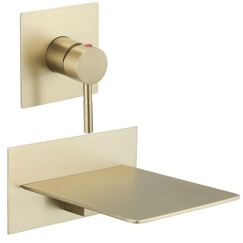 Single Handle Wall Mount Spout Waterfall Bathroom Faucet In Brushed Nickel_voghion.com