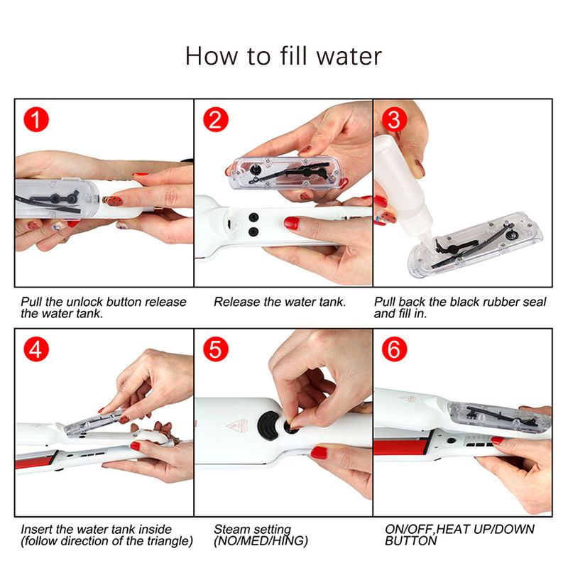 Piastra per capelli professionale a vapore e infrarossi MADAMI con piastre in ceramica e tormalina - Superficie riscaldante da 16-20 mm,_voghion.com