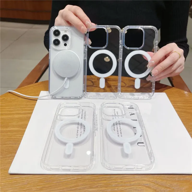 Hülle für iPhone 16 15 11 13 12 14 Pro Max XR X XS Plus Magnetische kabellose Ladetelefonhüllen Klare Abdeckung_voghion.com