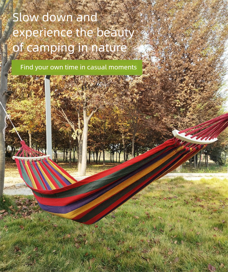 Fuhua Canvas Anti-Rollover Single And Double Person Swing Outdoor Hammock Camping With Bent Stick_voghion.com