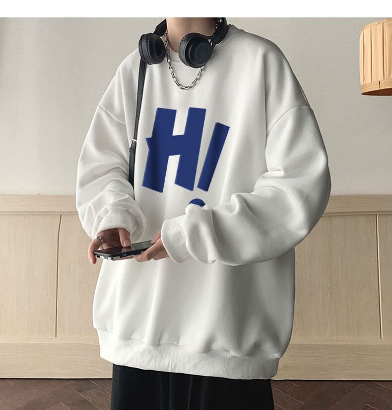 Heavy Loose Trendy Sweater Men's Spring And Autumn Large Size American Velvet Thickened Long-sleeved Crew Neck Hoodless Jacket_voghion.com