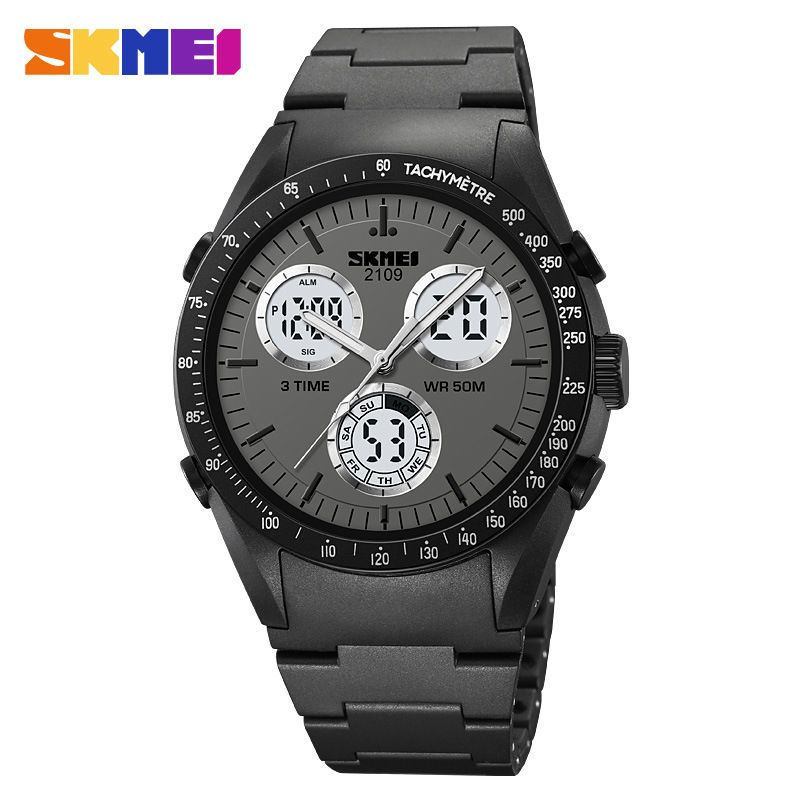 Momentum Pointer Casual Versatile Unisex Cool Dual Display Waterproof Luminous Electronic Watch_voghion.com