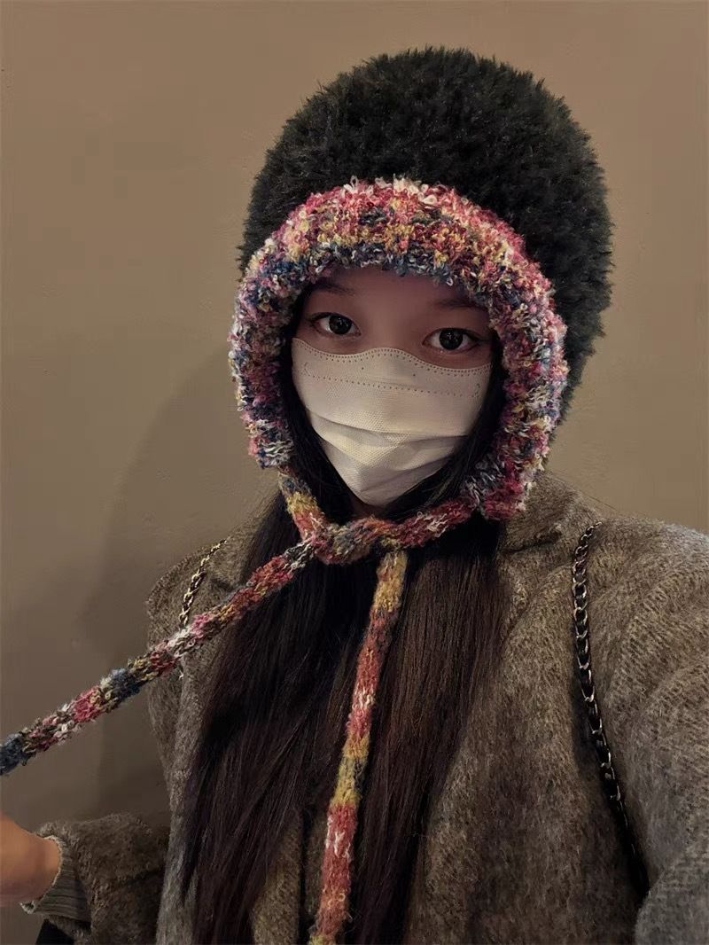 2024 Nuovo cappello lavorato a maglia con testa grande fatto a mano per bambini autunno e inverno, cappello lavorato a maglia con protezione per le orecchie caldo e spesso, mostra le dimensioni del viso_voghion.com