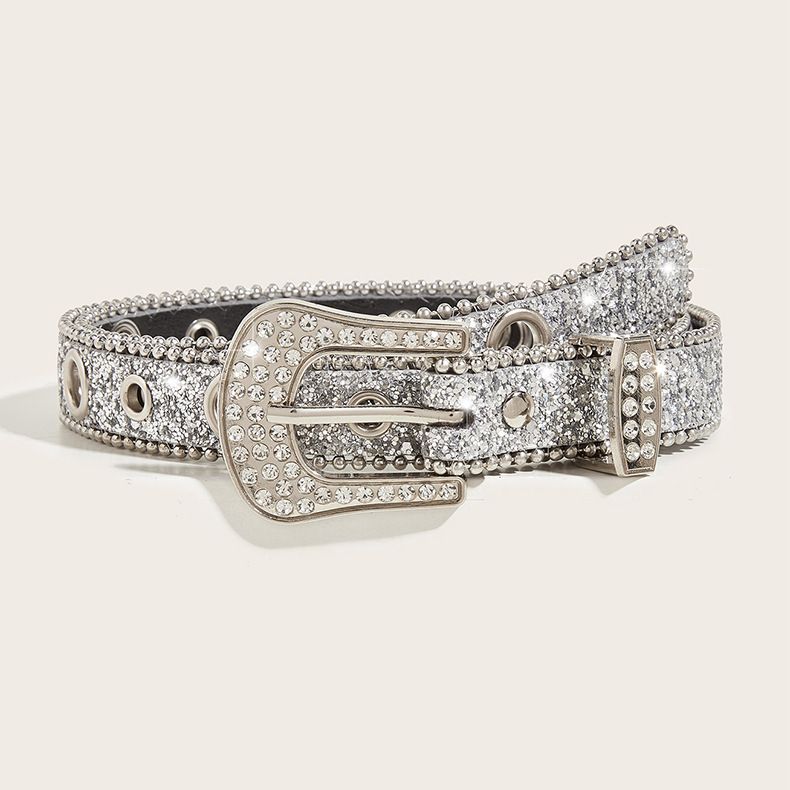 Nouvelle ceinture européenne et américaine pour filles sexy, mode féminine, style tendance et brillant, boucle diamant occidentale Y2K, ceinture large, chaîne de taille_voghion.com