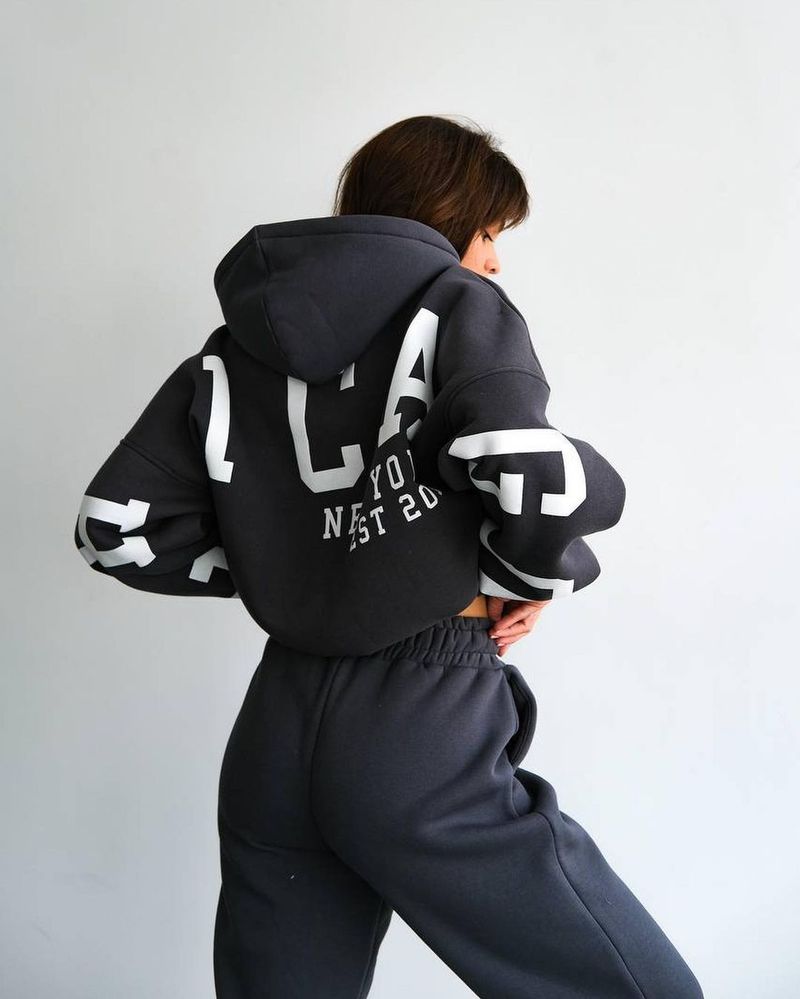 Women's Clothing Fashion Hooded Printed Sweater Suit _voghion.com