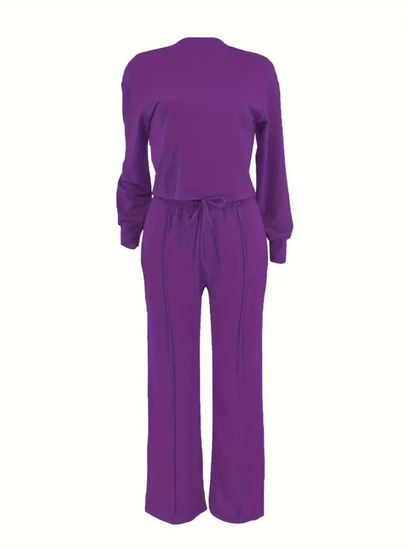 Abbigliamento femminile in autunno e inverno, nuove felpe a maniche lunghe con scollo rotondo, pantaloni con elastico in vita, completi casual e alla moda in due pezzi_voghion.com