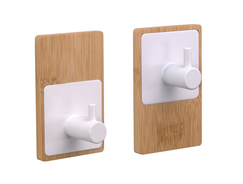 Hersteller Punch Free Bambus Holz Kleiderhaken Badezimmerhaken Klebehaken Edelstahl Schlafzimmer Wohnzimmer Eingang Klebehaken Massivholz_voghion.com