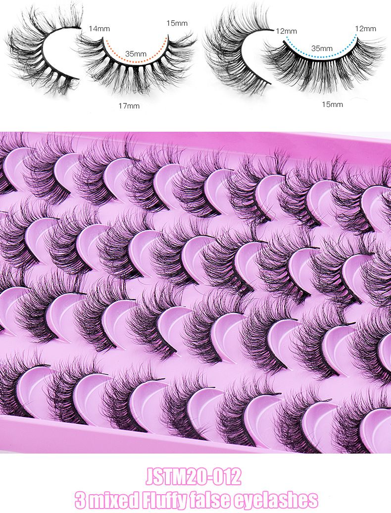 Vippeextensionssæt 20 par blandede falske øjenvipper Naturlige tykke minkvipper Daglig makeup-øjenvipper_voghion.com