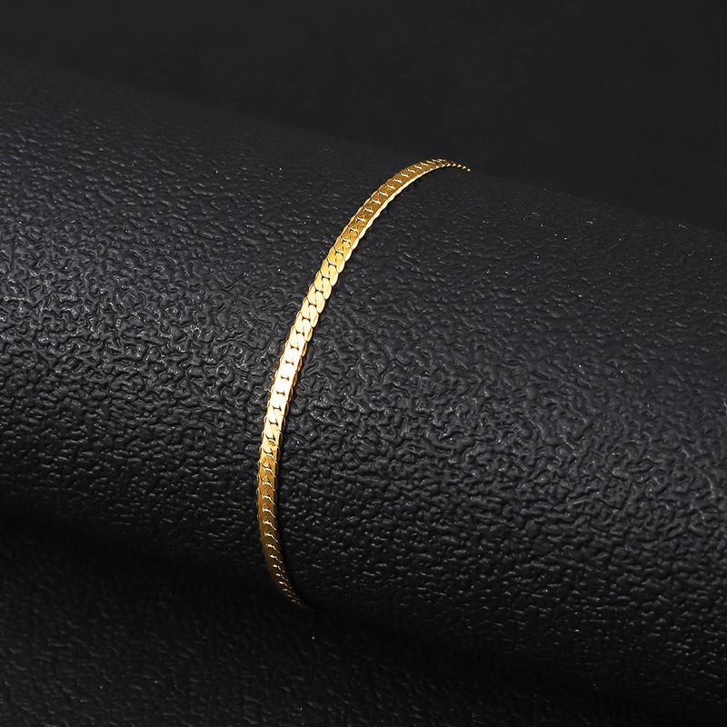 Bracciale in acciaio inossidabile placcato oro per donna, bracciale alla moda con catena in acciaio al titanio, gioielli minimalisti unisex,_voghion.com