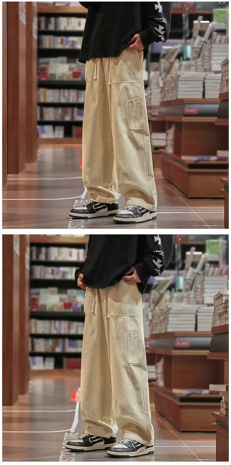 Pantalon kaki décontracté pour homme, coupe droite et ample, nouvelle collection automne 2023_voghion.com