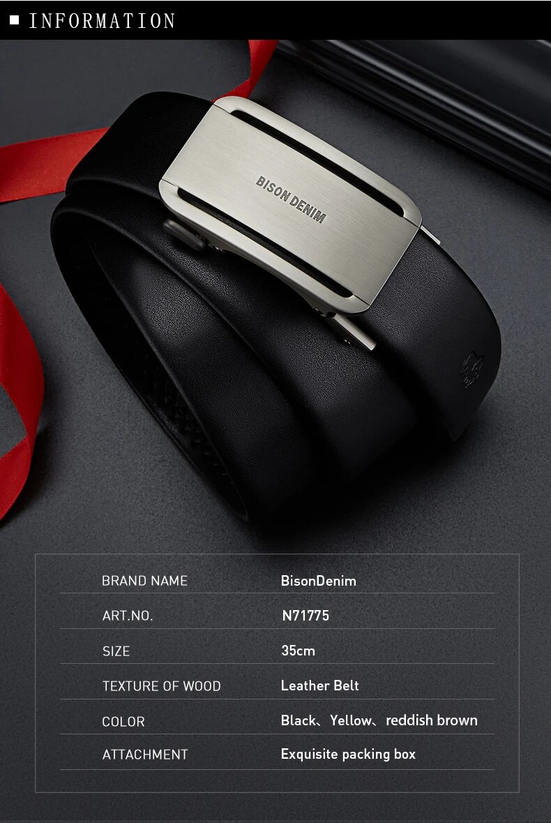 HOT BISONDENIM Mens Business Style Belt Black Strap Male Waistband Automatic Buckle Men Top Quality Girdle Belts For Jeans_voghion.com