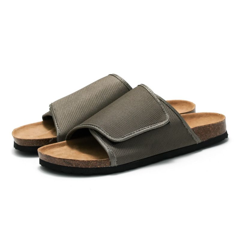 STOCK Cork Slippers Trendy Student Slide Sandals Men's Beach Shoes Nubuck Leather_voghion.com